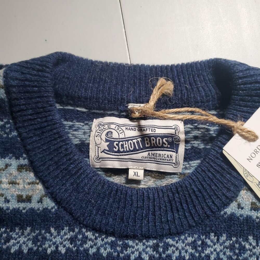 Schott Bros. NYC Fair Isle Crewneck Sweater NWT Sz XL - Picture 2 of 15